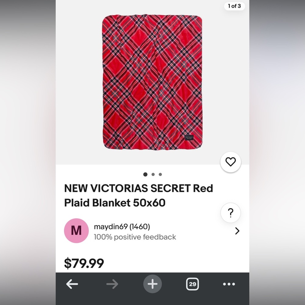 Pink Victoria's Secret Plaid Sherpa Blanket